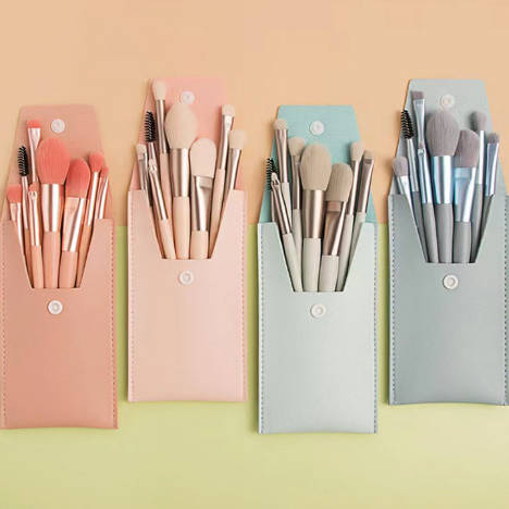 Customizable Makeup Brush Set With Nylon Wool 8 Eyeshadow Brushes PU Bag for Gifts